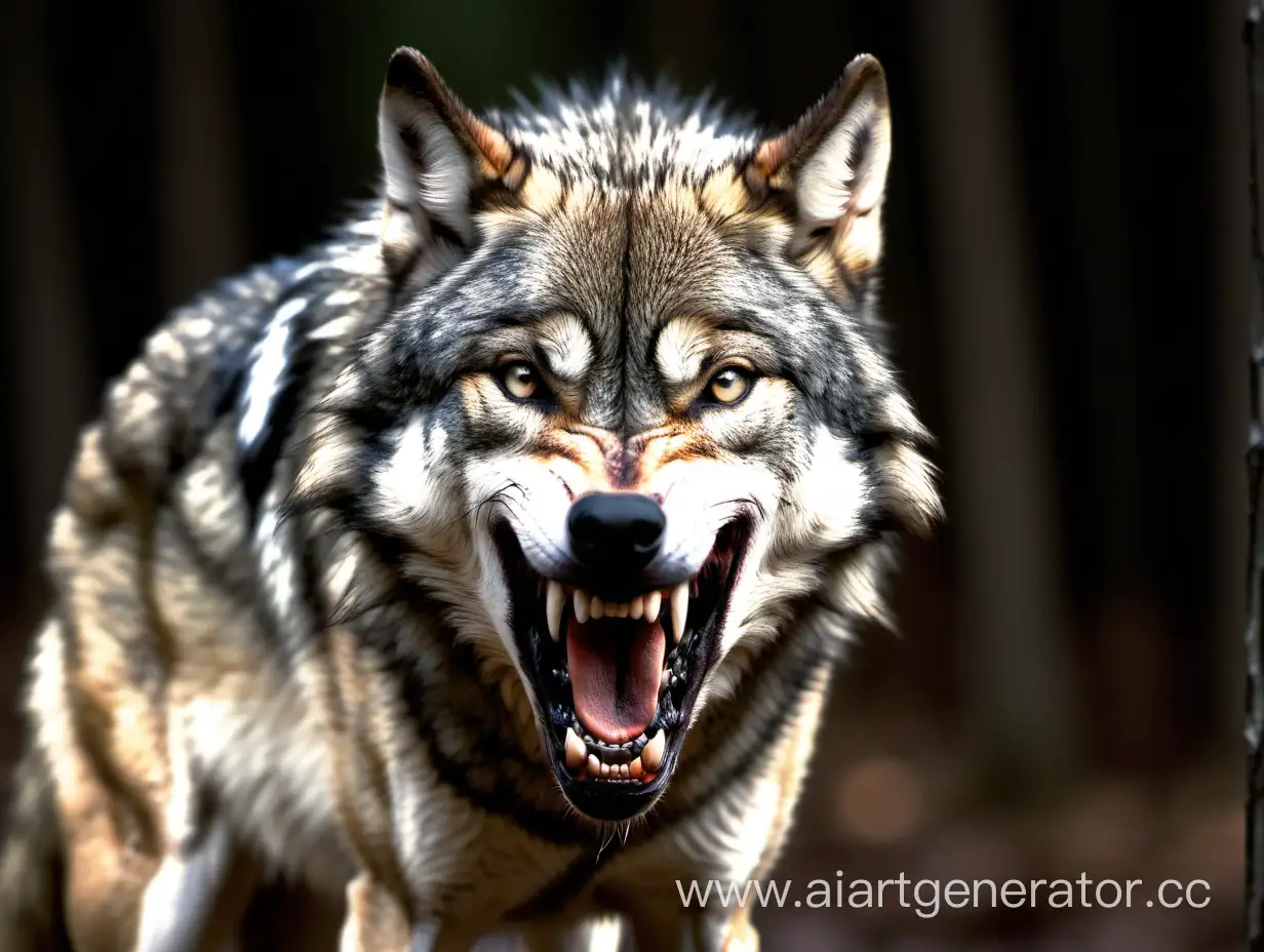 Fierce-Wolf-Snarling-in-Full-Height-Intense-Wildlife-Photography