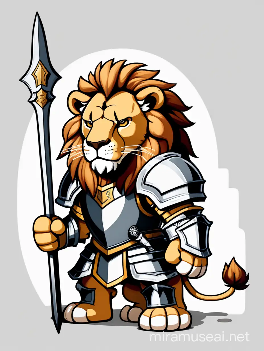 Cartoon style stuffed animal looking lion knight cute adorable but fierce