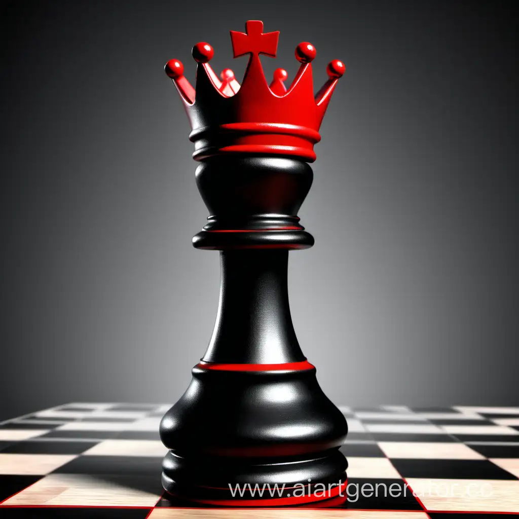 Шахматный король, в черно-красном изображении 