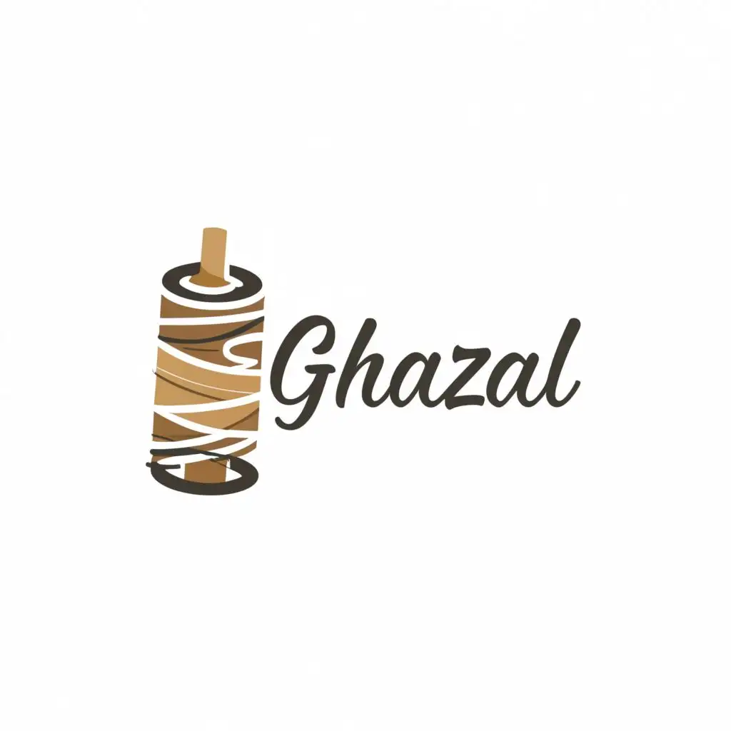 a logo design,with the text "Ghazal", main symbol:A spool of thread,Moderate,be used in Home Family industry,clear background