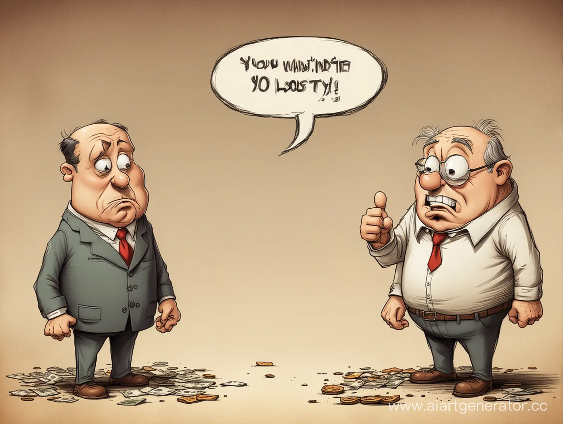 Cartoon-Characters-Discussing-Greed-and-Loss