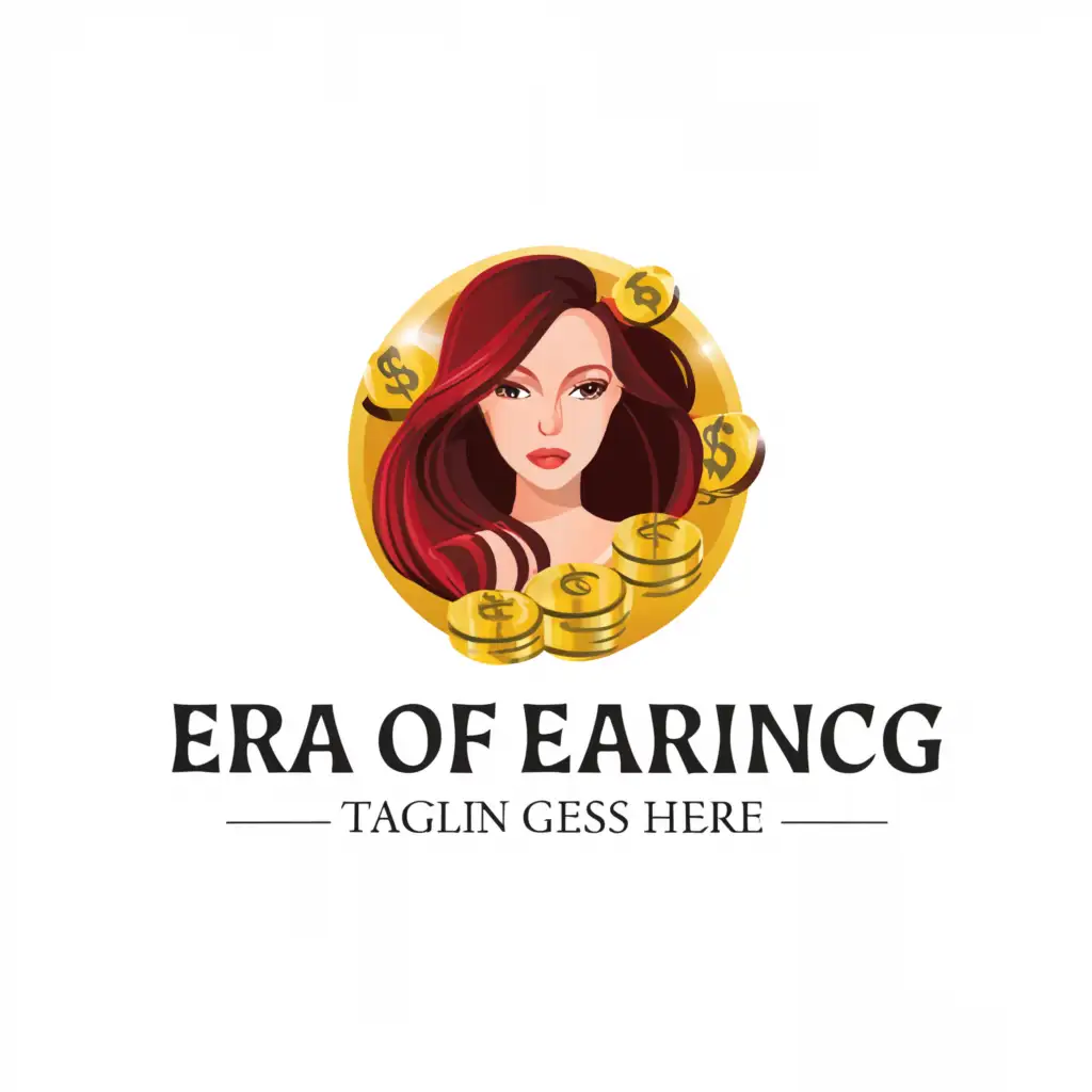 LOGO-Design-For-Era-of-Earning-Redhead-and-Money-Symbolizing-Prosperity-in-the-Digital-Age