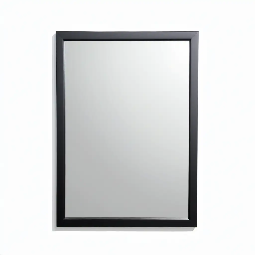 rectangle mirror with black matt frame on a white background