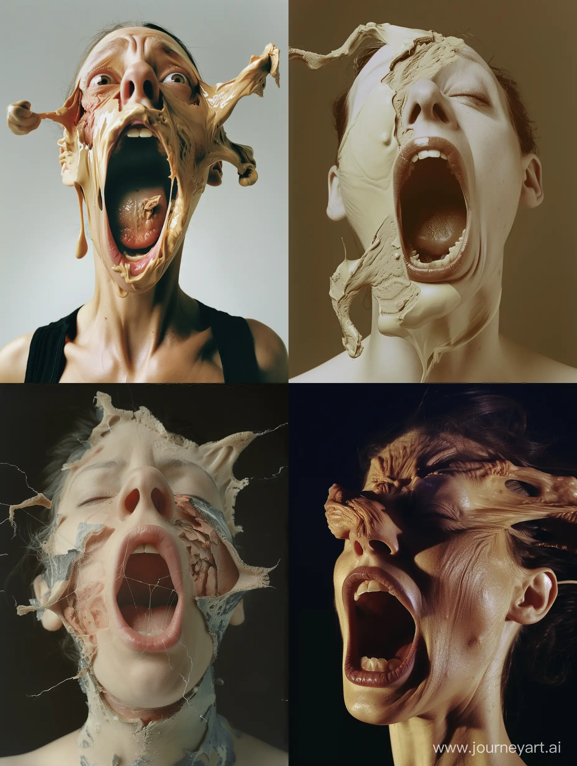 Surreal-Woman-with-Melting-Face-Captivating-Feminine-Transformation