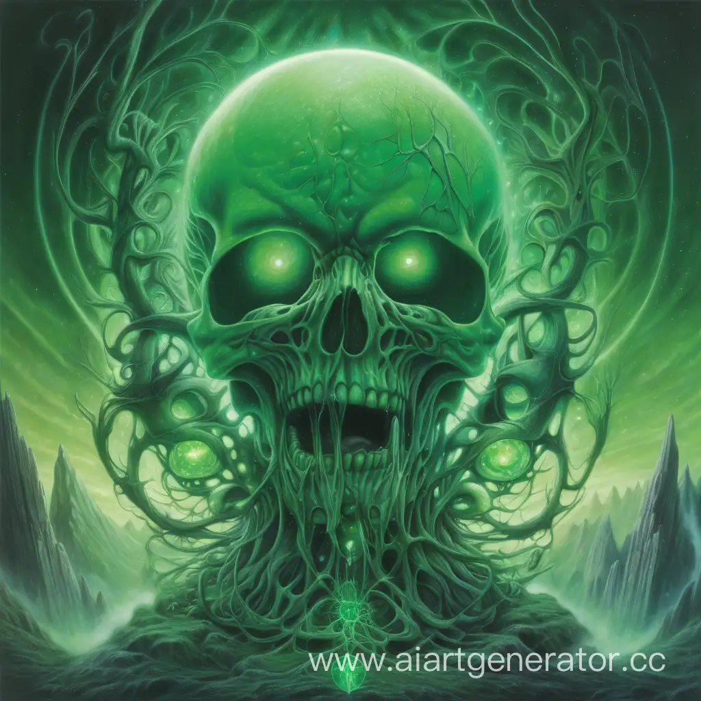 breakcore cover art, no text, ethereal, green color, glithcore