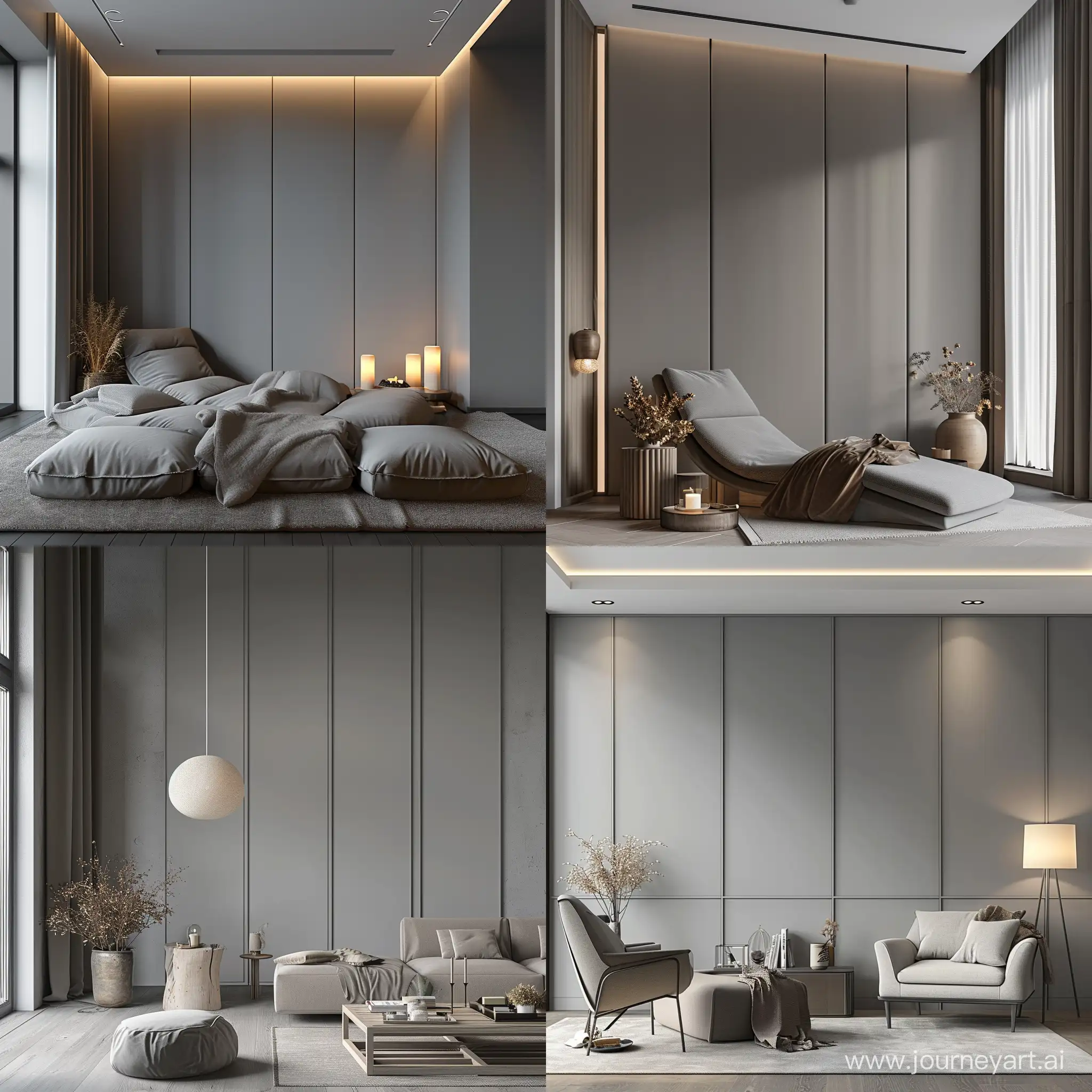 Cozy-Scandinavian-Relaxation-Room-with-Gray-Wall-Panels