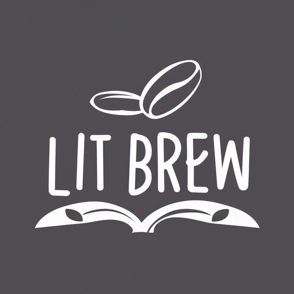 logo, coffee bean and a book and paint brush and only black and white, with the text "Lit brew haven", typography, be used in Restaurant industry