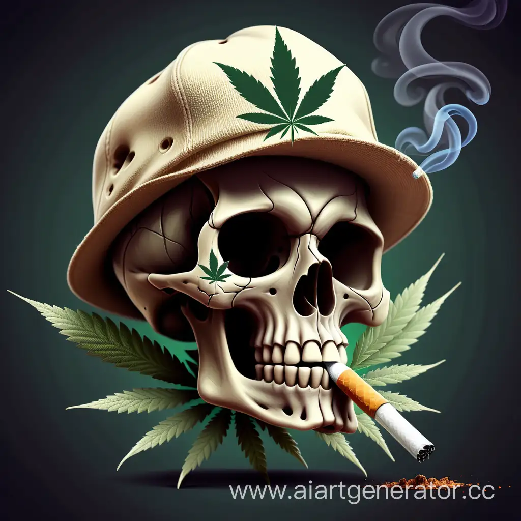 Edgy-Skull-with-Hemp-Logo-Smoking-a-Cigarette