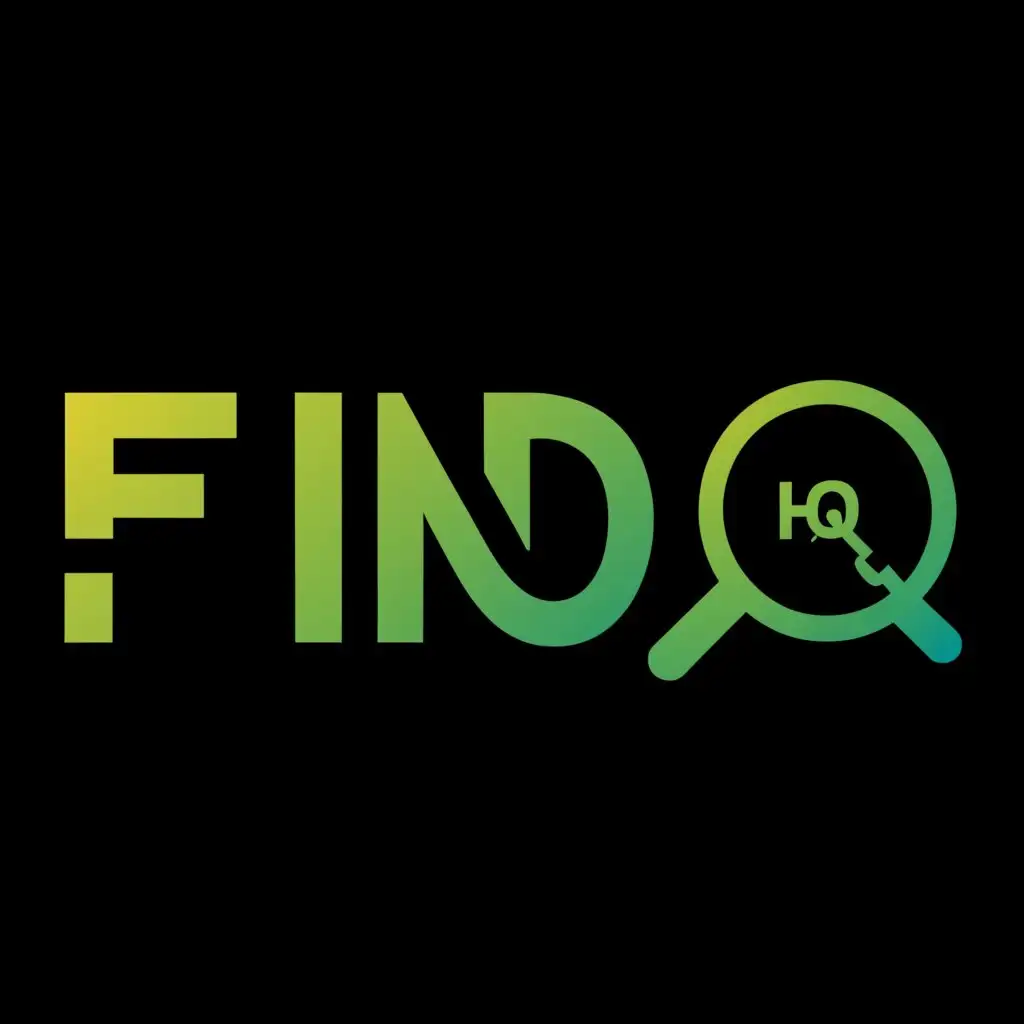 a logo design,with the text "FindHQ", main symbol:green Magnifying glass,complex,clear background