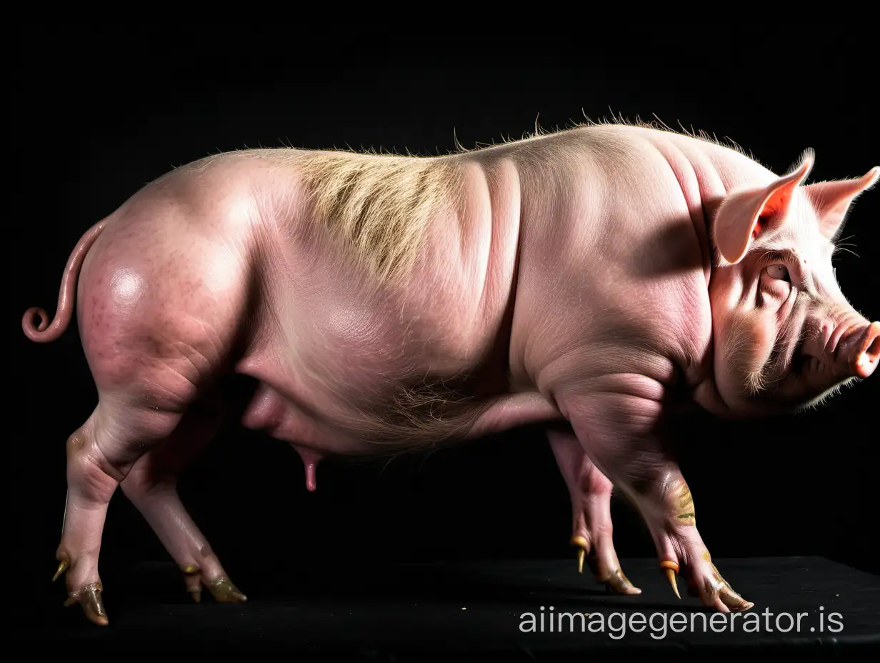 Dynamic Mutant Pig with Hard Erection Mounting Action | AI Image Generator