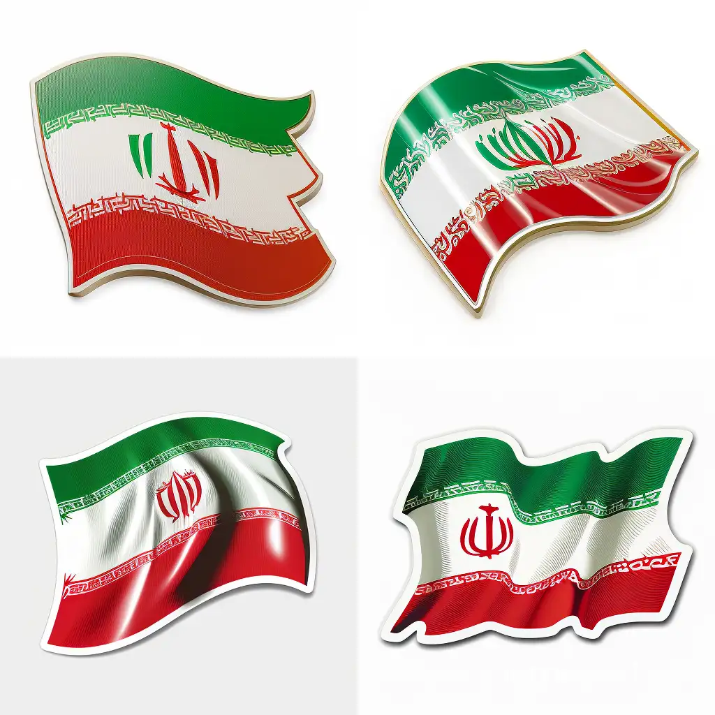 Islamic-Republic-of-Iran-Flag-Sticker-HyperRealistic-Matte-Finish-Design-on-White-Background