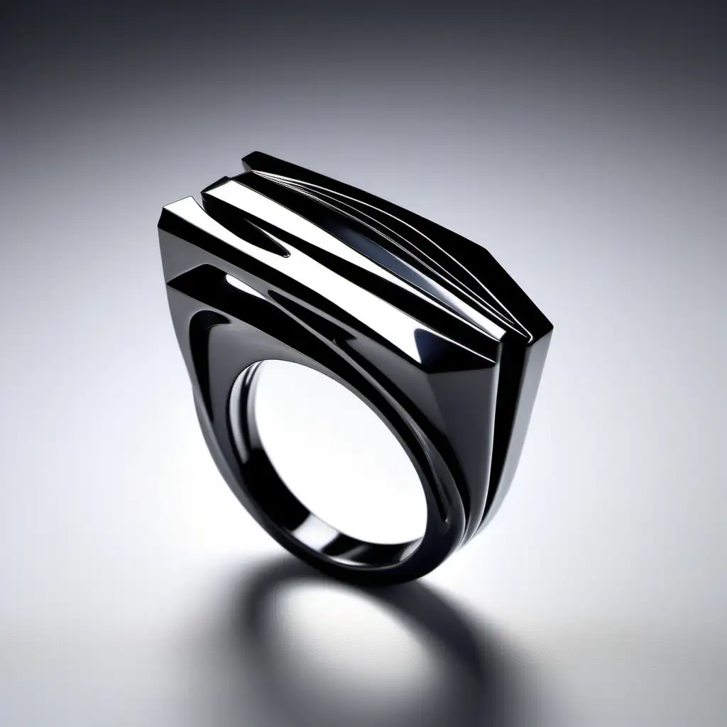 Sleek and Muscular Art Deco Ring Inspired by Zaha Hadid