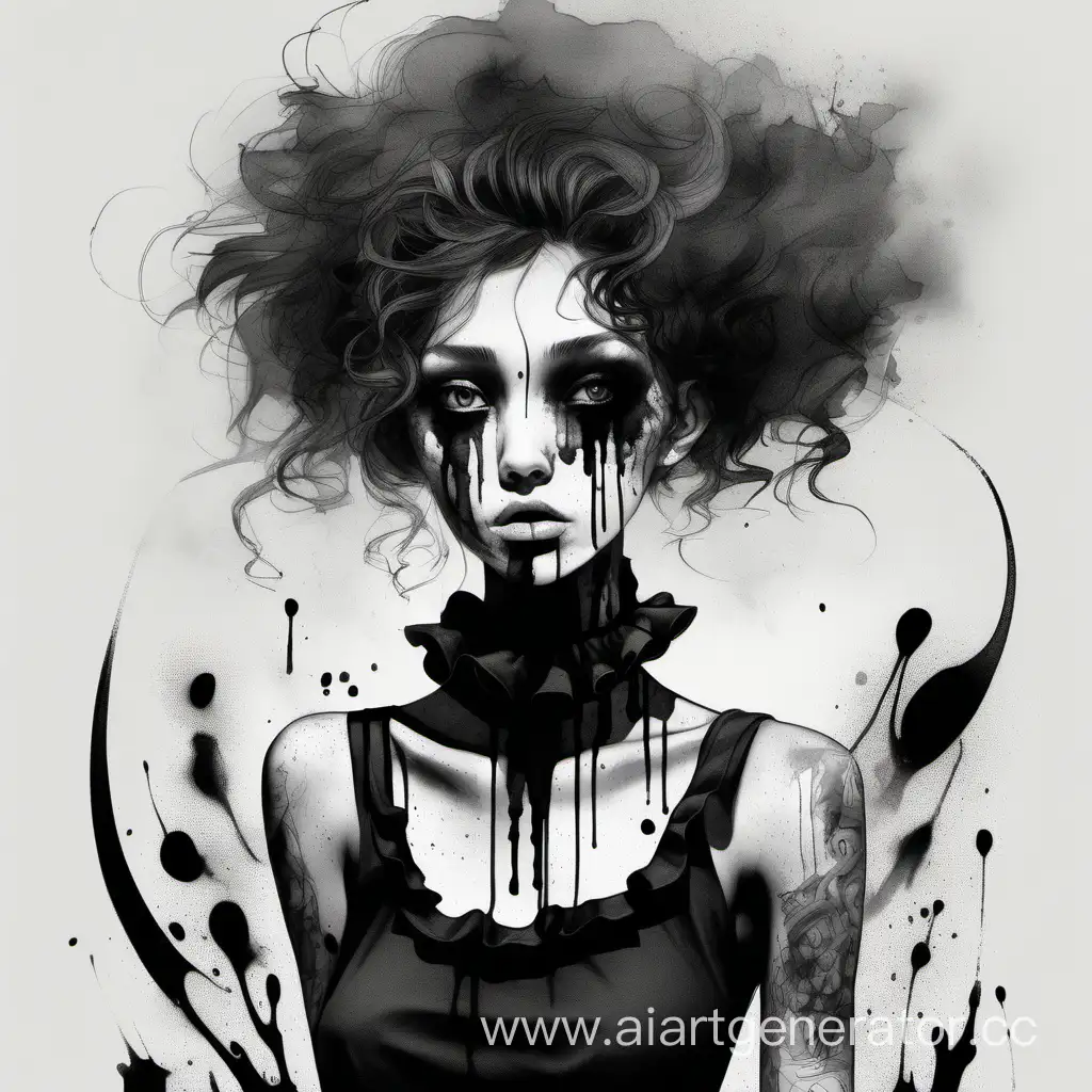 Ink-Monster-Mysterious-Tall-Female-Figure-in-Monochrome