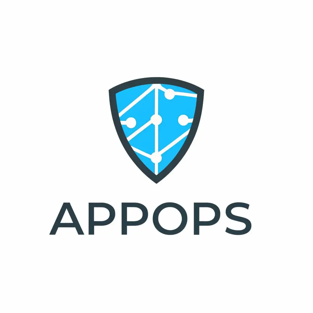 a logo design,with the text "AppOps", main symbol:shield with network,Minimalistic,be used in Technology industry,clear background