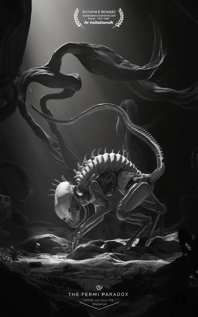 Intricate-Black-and-White-Digital-Art-The-Fermi-Paradox