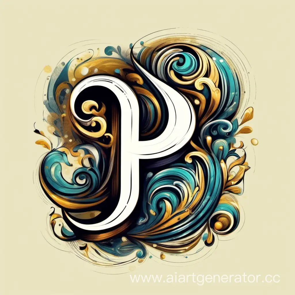 P letter in ART style 
