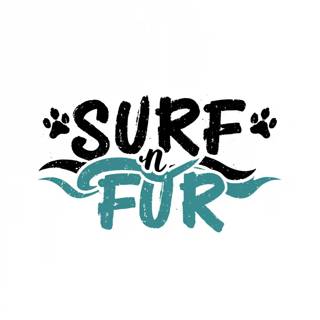 LOGO-Design-for-Surf-n-Fur-Black-Paw-Prints-and-Water-Theme-with-Clarity
