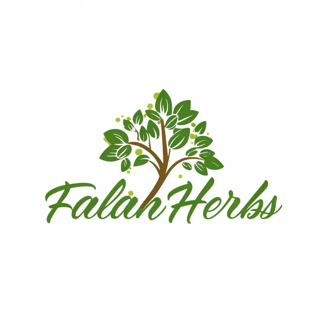 a logo design,with the text "Falah herbs", main symbol:Tree,Moderate,clear background