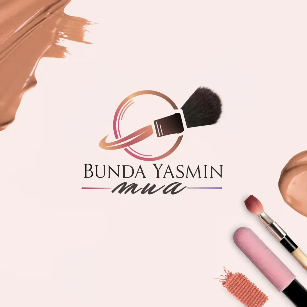 a logo design, with the text 'Bunda Yasmin MUA', main symbol: Make up, Moderate, be used in Make Up Artist industry, clear background