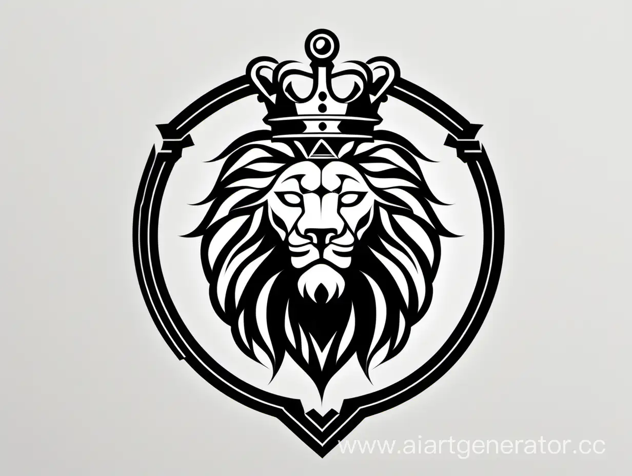 люксовый бренд крупной мега компании на котором изображена голова льва с короной на голове лев имеет белый цвет а фон черный в минималистическом стиле
