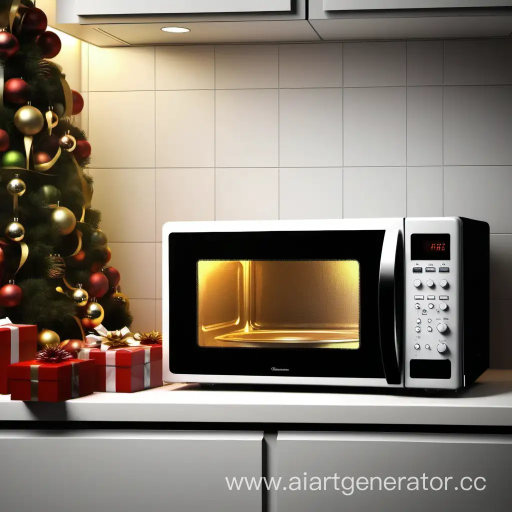Микроволновая печь в новогоднем стиле