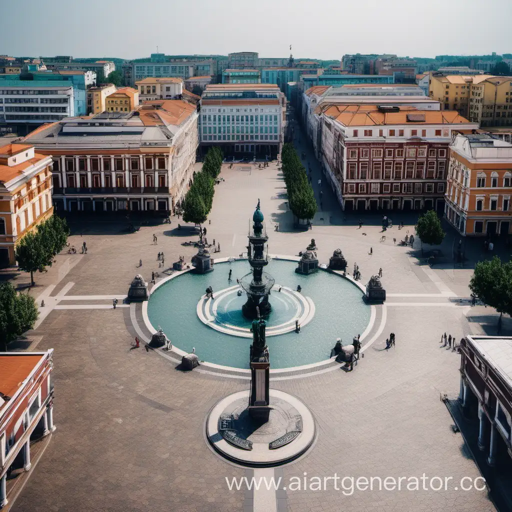 City-Central-Square-with-Charming-LowRise-Buildings-and-Elegant-Fountain