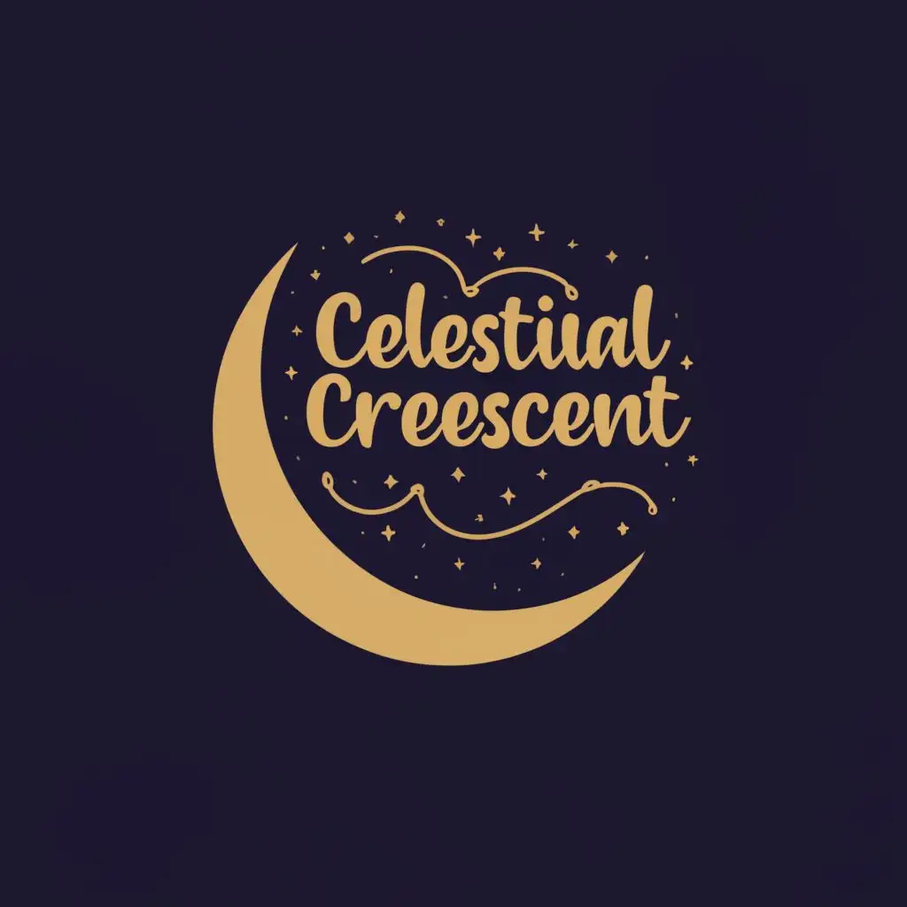 logo, Moon, with the text "Celestial Crescent", typography