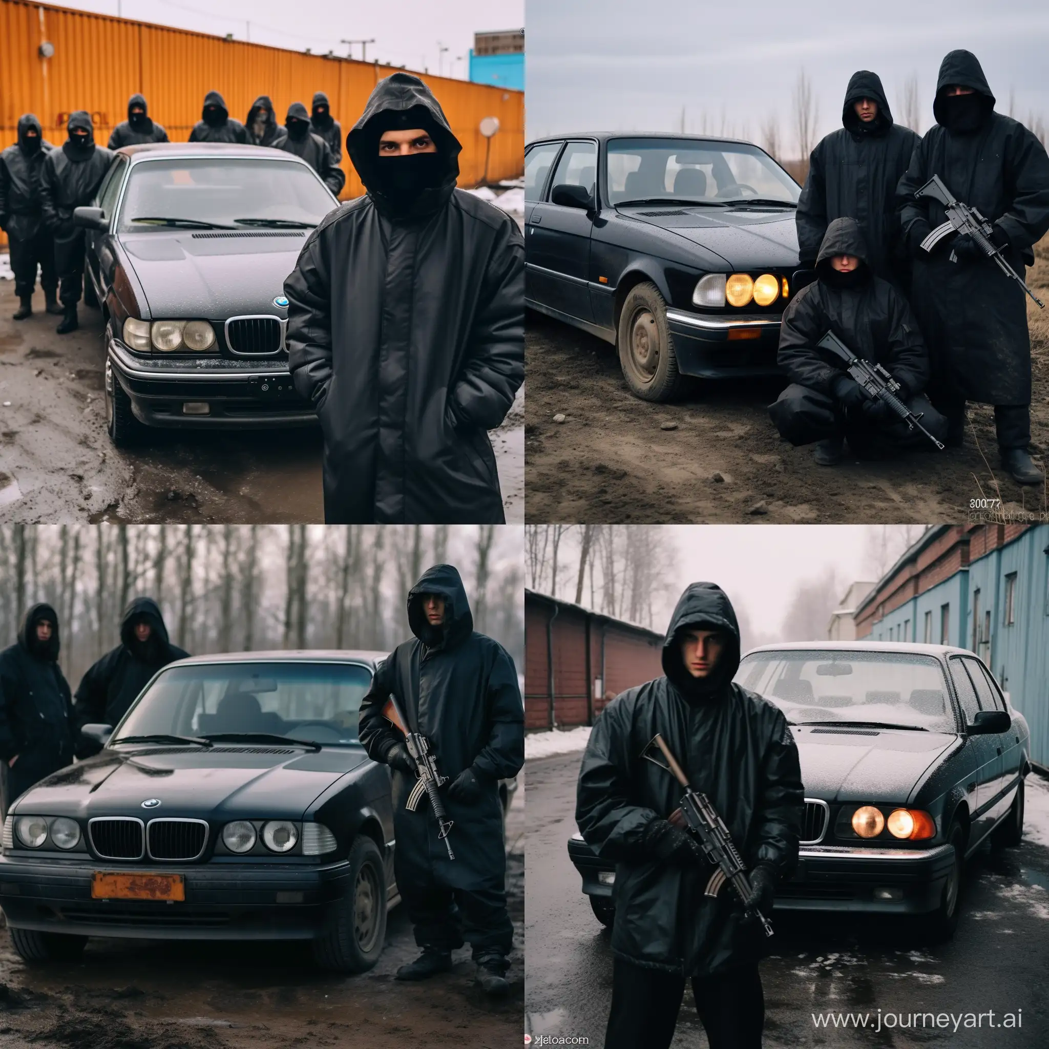 Russian-BMW-7-E38-Getaway-with-Four-Bandits