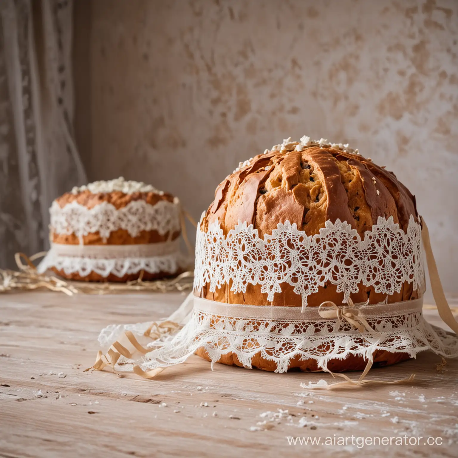 Festive-Easter-Atmosphere-with-Panettone-on-Table