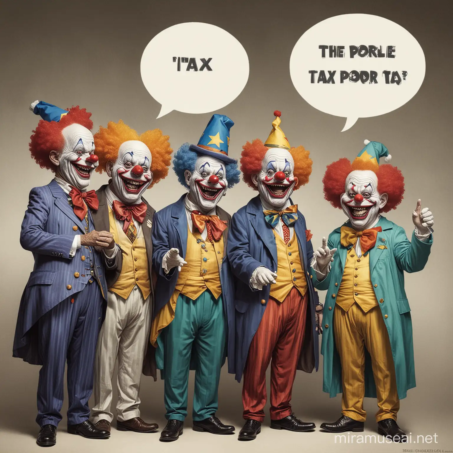 Clowns in Congress saying in a text bubble tax the poor