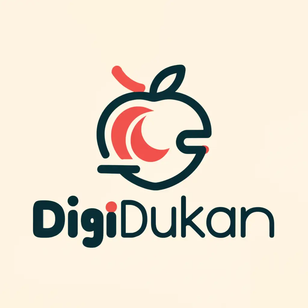 a logo design,with the text "DigiDukan", main symbol:An Apple,Moderate,be used in Education industry,clear background