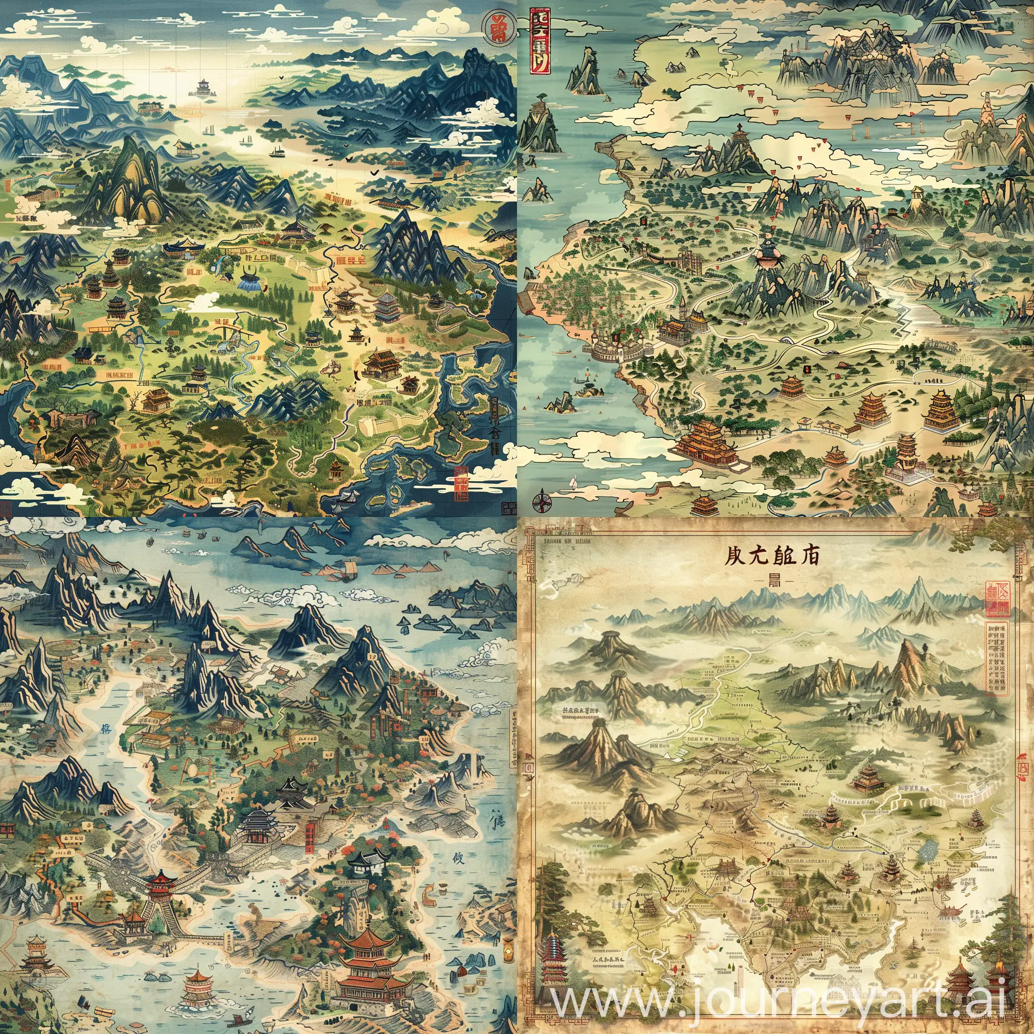 East-Asian-Map-in-Chinese-Comic-Ink-Painting-Style