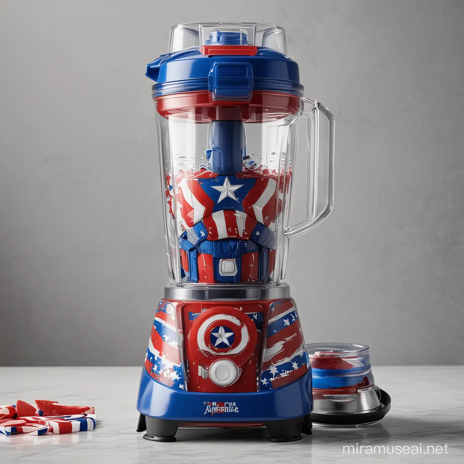 Image of an Captain America patterned blender machine