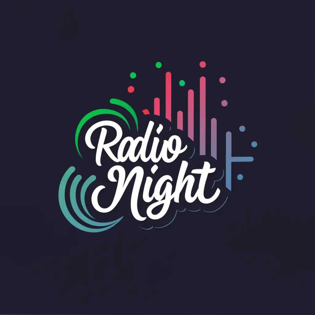 a logo design,with the text "radio night", main symbol:online radio live stream,complex,be used in Education industry,clear background