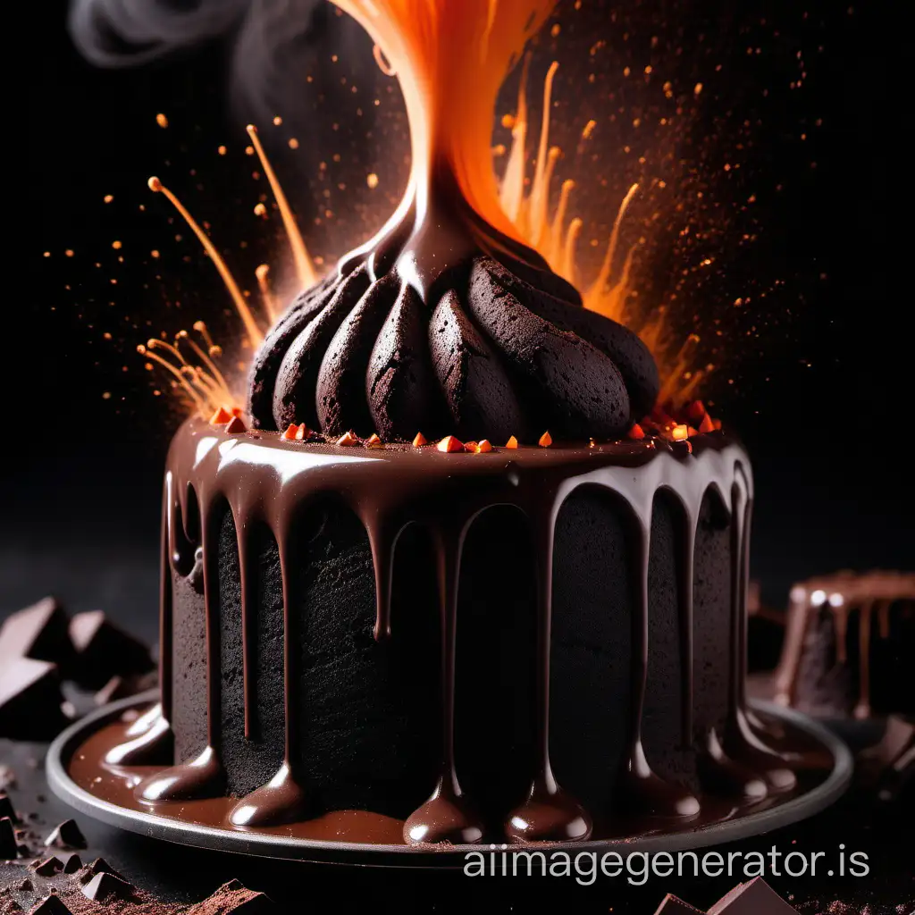 Dramatic Lava Cake Explosion Molten Chocolate Spectacle | AI Image ...