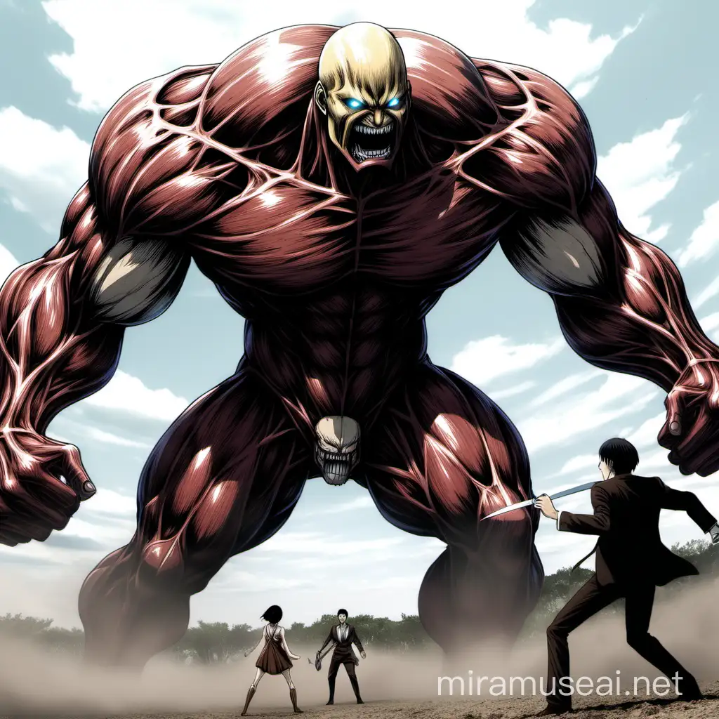 erren yeager fighting a giant armored titan