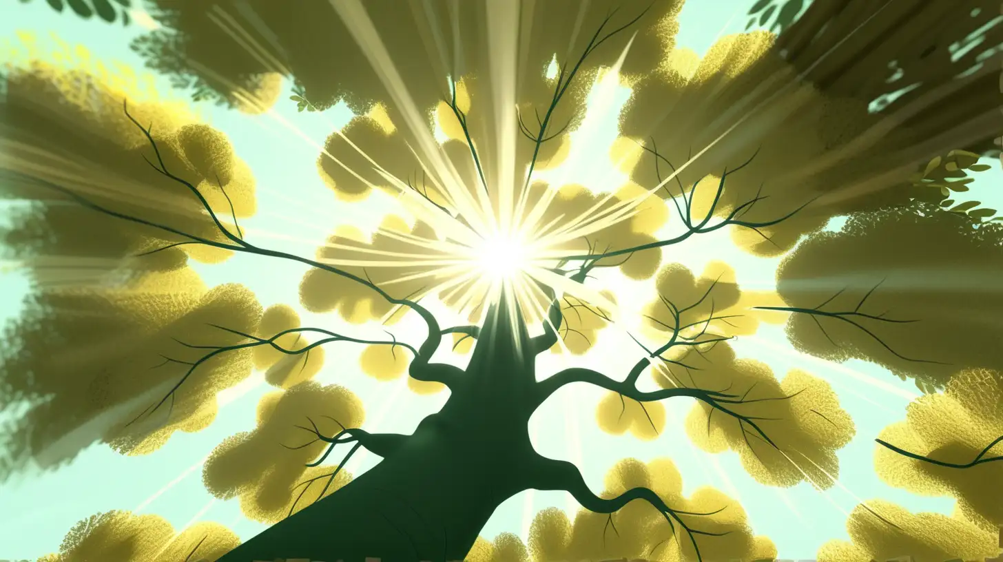 An animation of light coming through the leaves of a tree, this is shot from standing underneath the tree