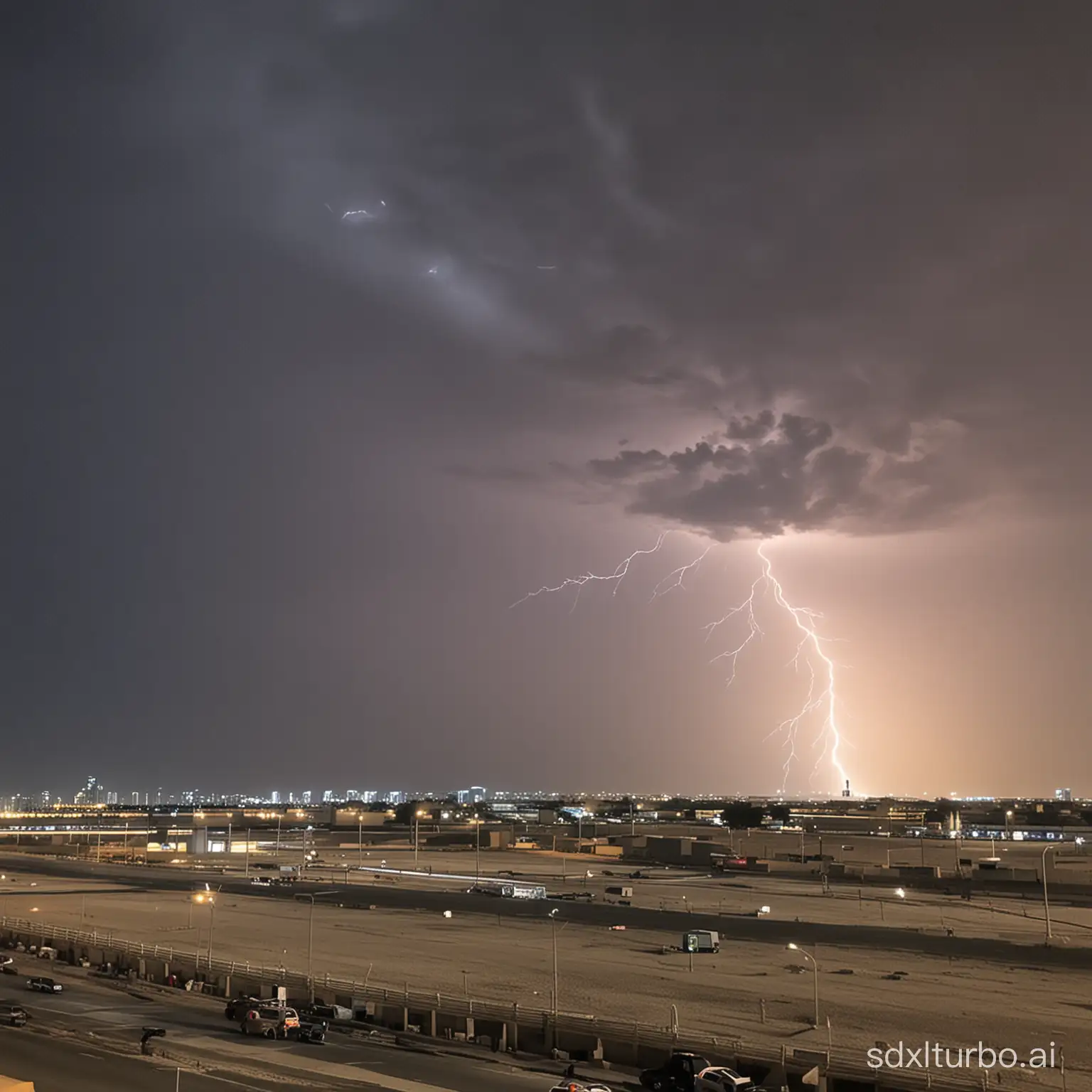 Vibrant-Lightning-Storm-over-Bahrain-Captivating-Natures-Power-in-the-Night-Sky