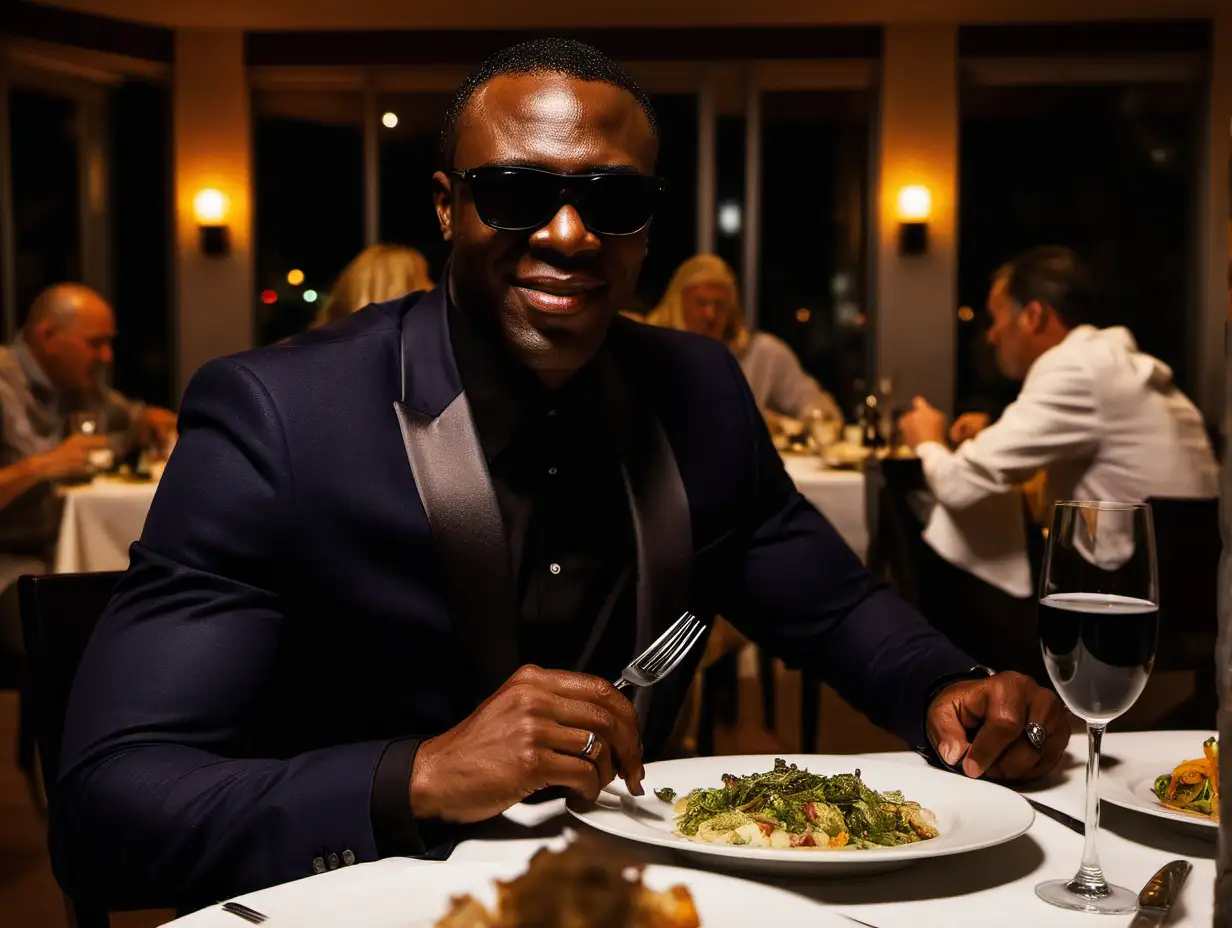 Stylish Black Man Enjoying an Elegant Dinner
