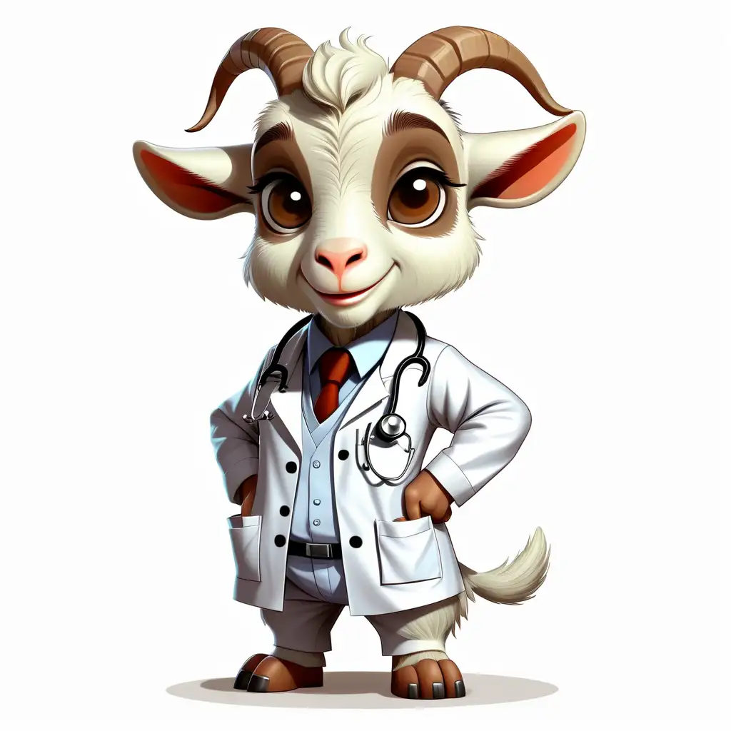 Adorable Cartoon Goat Dressed as a Doctor Clipart