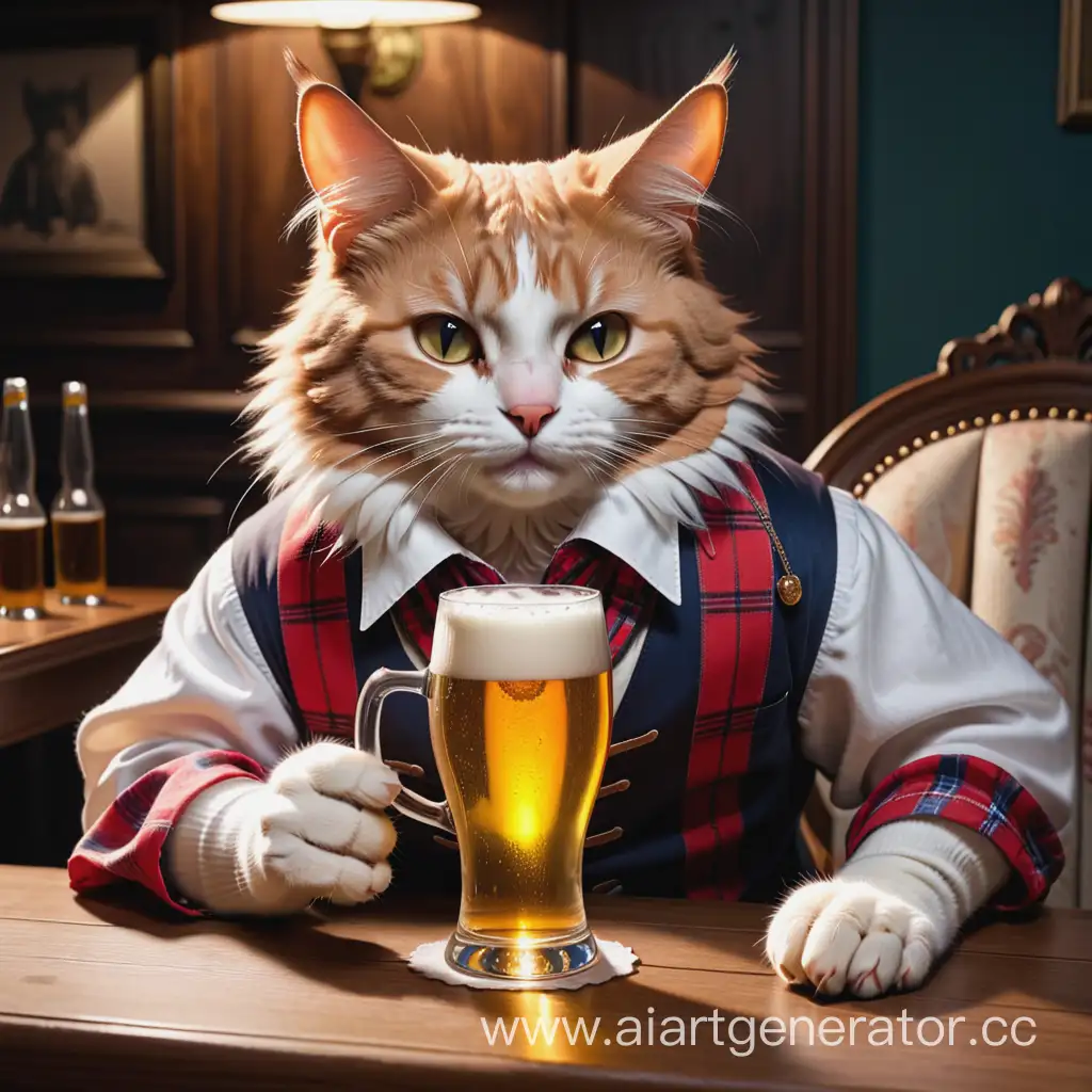 Cat-in-Clothes-Enjoying-Beer-at-the-Table