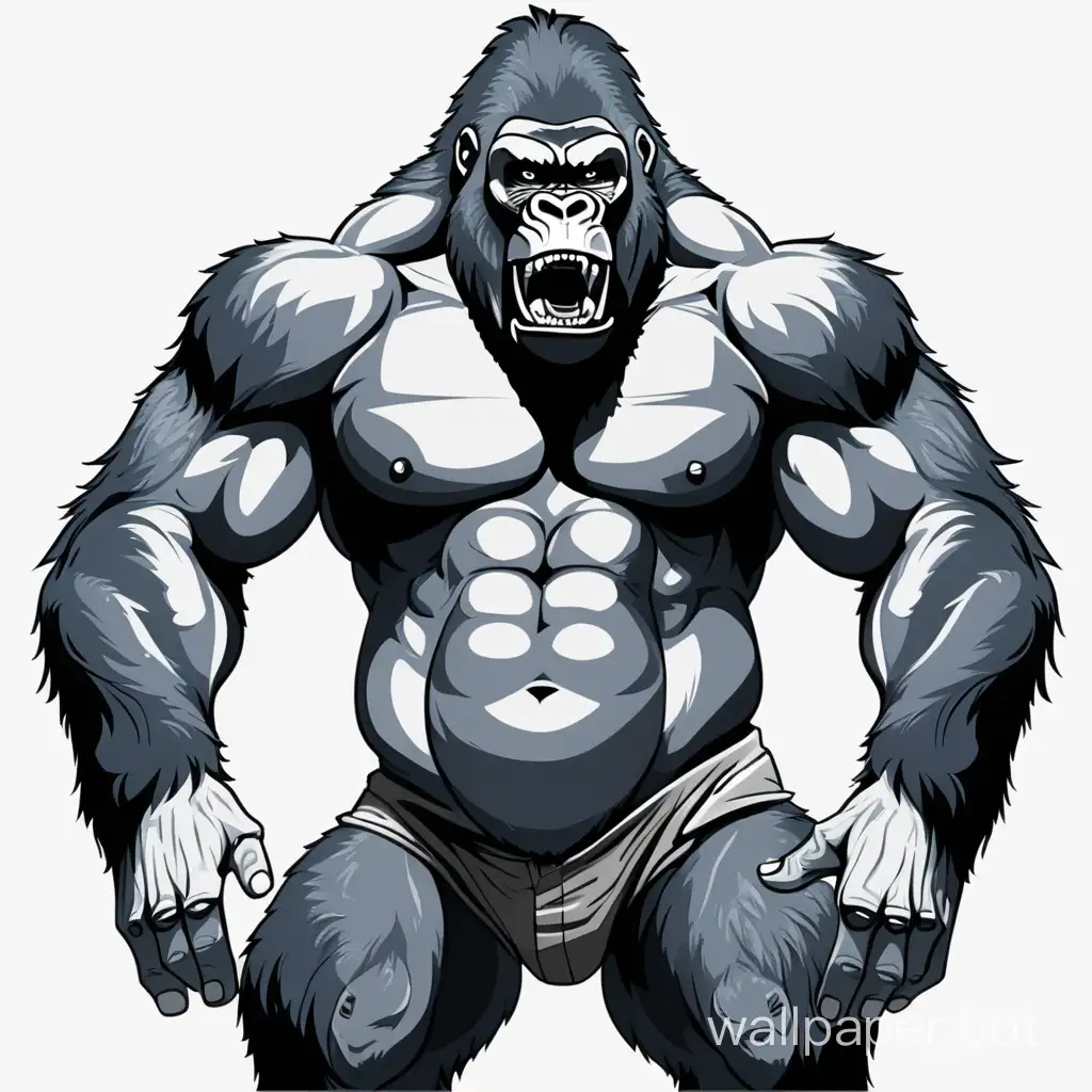 Muscular-Gorilla-Displaying-Impressive-Strength