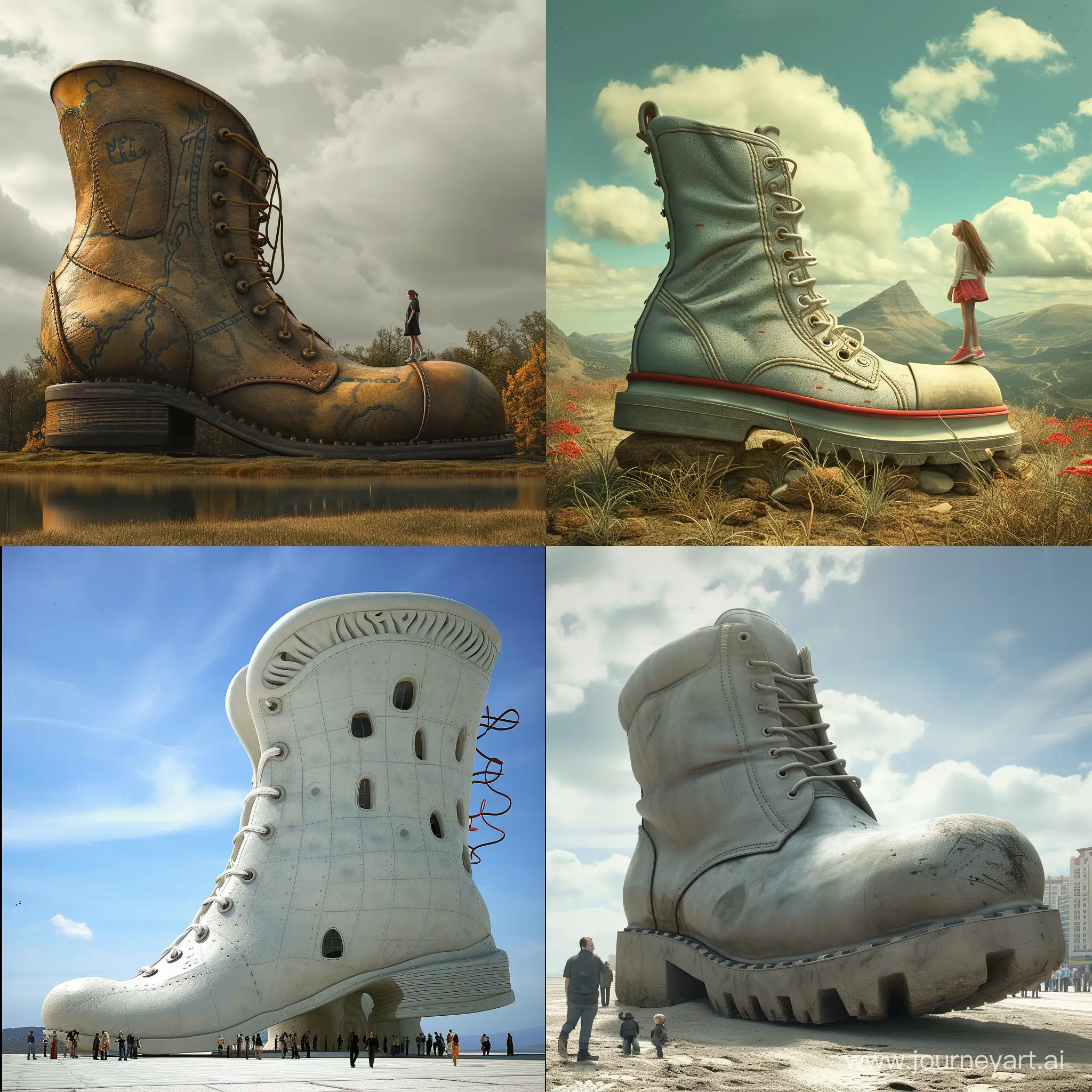 Giant-Shoe-Sculpture-Whimsical-Art-Installation-in-Urban-Setting