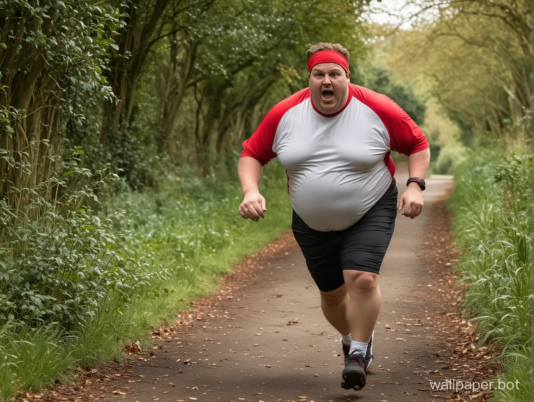 Obese-Jogger-in-Struggle-on-a-Picturesque-English-Country-Lane