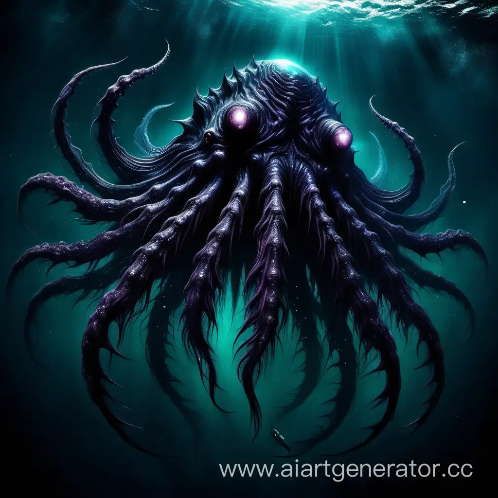 Dark deep sea cosmos gigantic horror creature