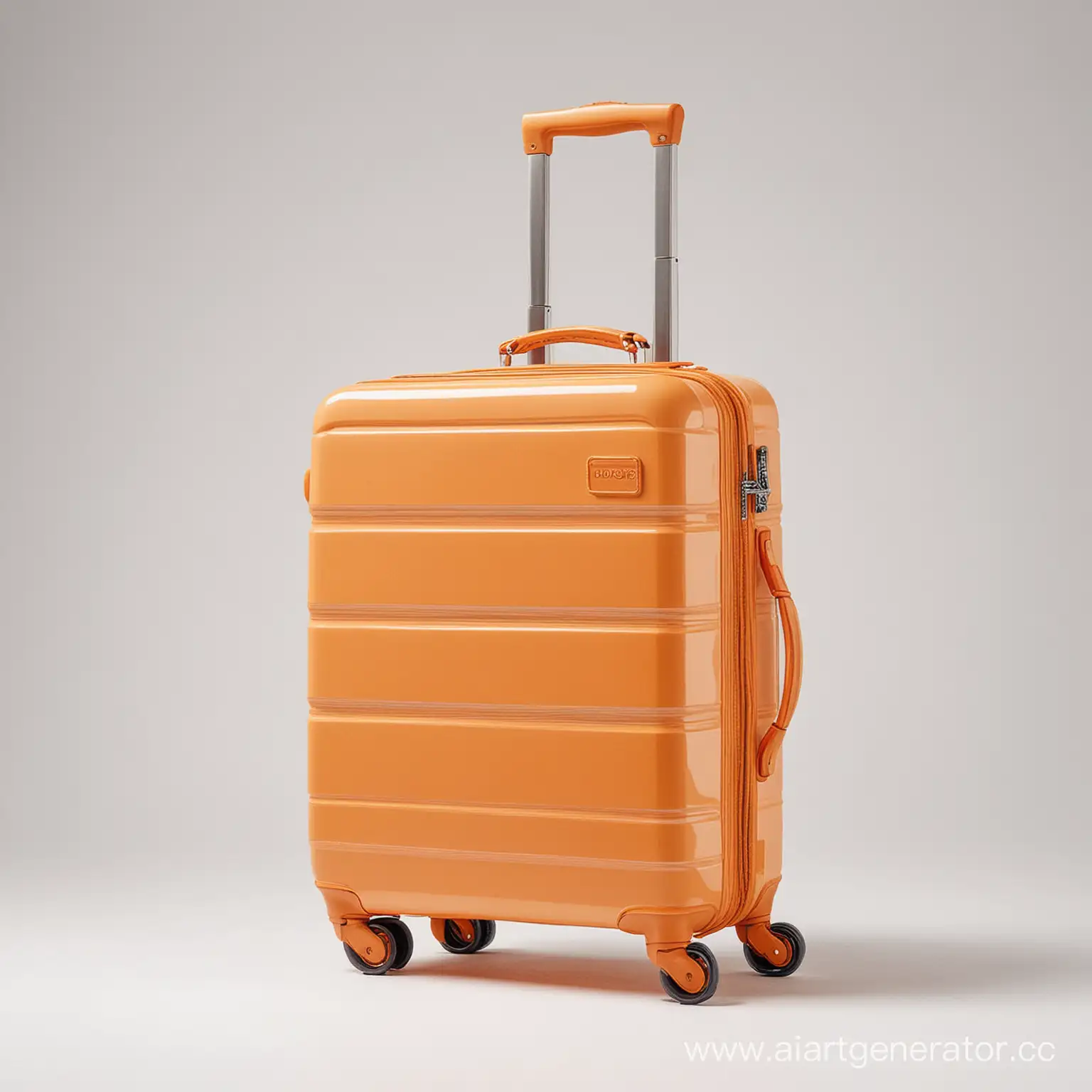 Orange-Suitcase-on-Wheels-Against-White-Background