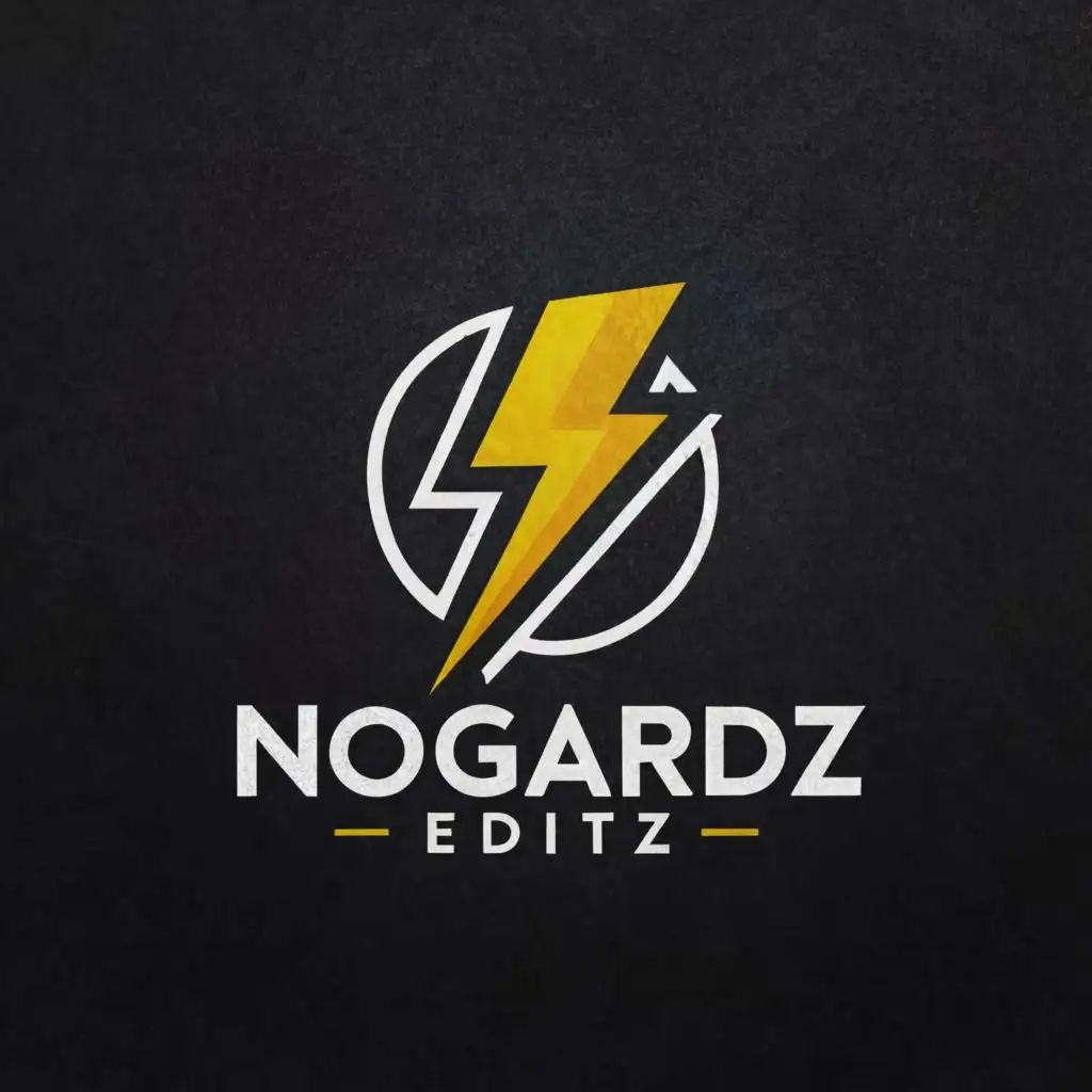a logo design,with the text "NOGARD editz", main symbol:a zeus lightning bolt