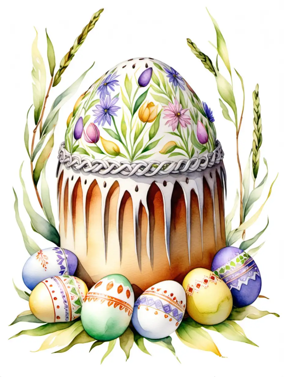 Easter-Kulich-and-Willow-Watercolor-Art-with-Delicate-Colors