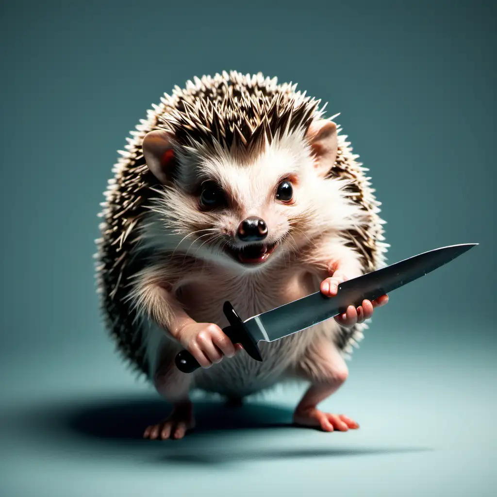 Adventurous Hedgehog Wielding a Tiny Knife