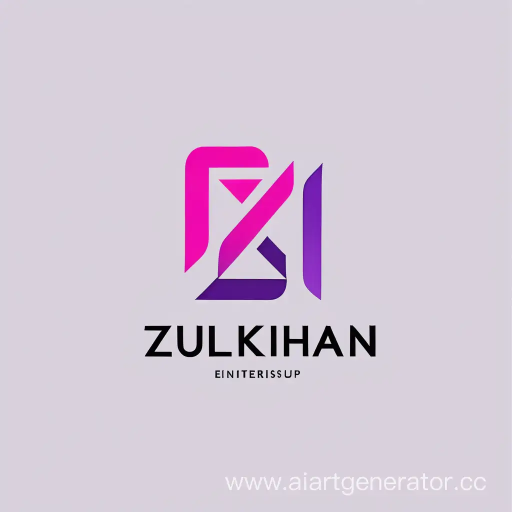 Логотип, текст: "Зулихан", розовый, фиолетовый, зелёный, бухгалтерия, предпринимательство, серый